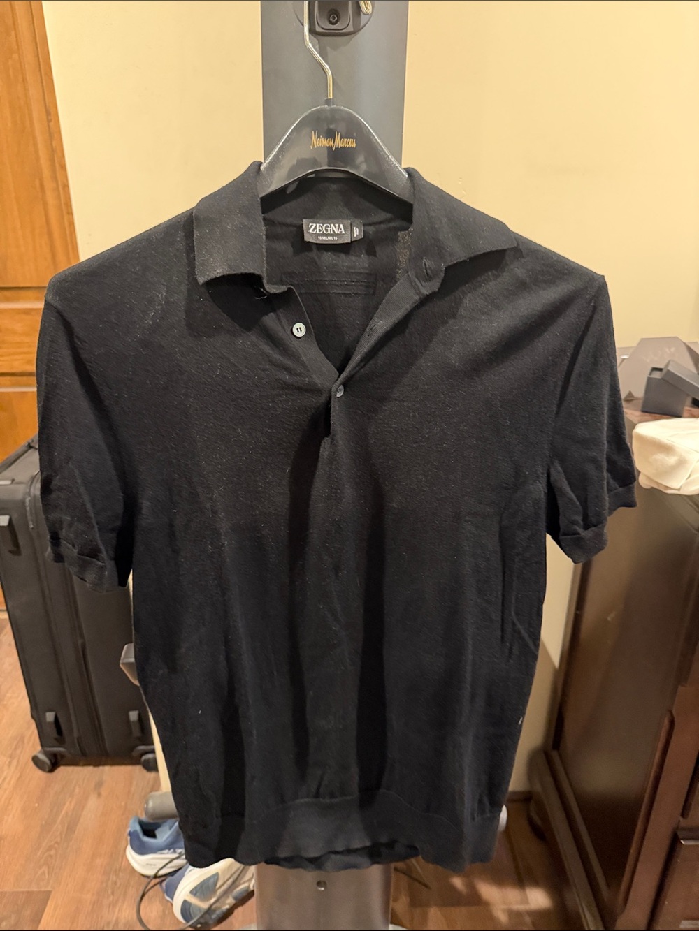 Men's Zegna 15 Mil Mil 15 Black Polo Shirt 46